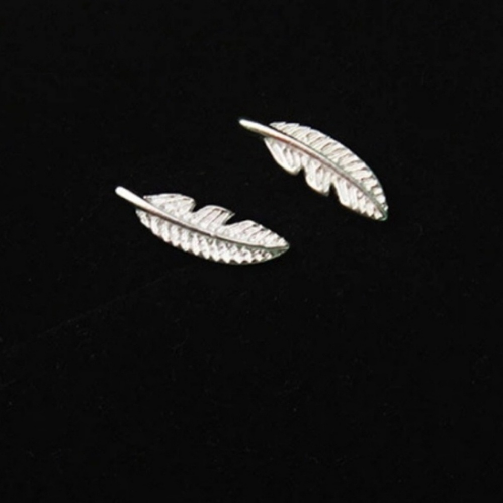 Delicate ss feather studs